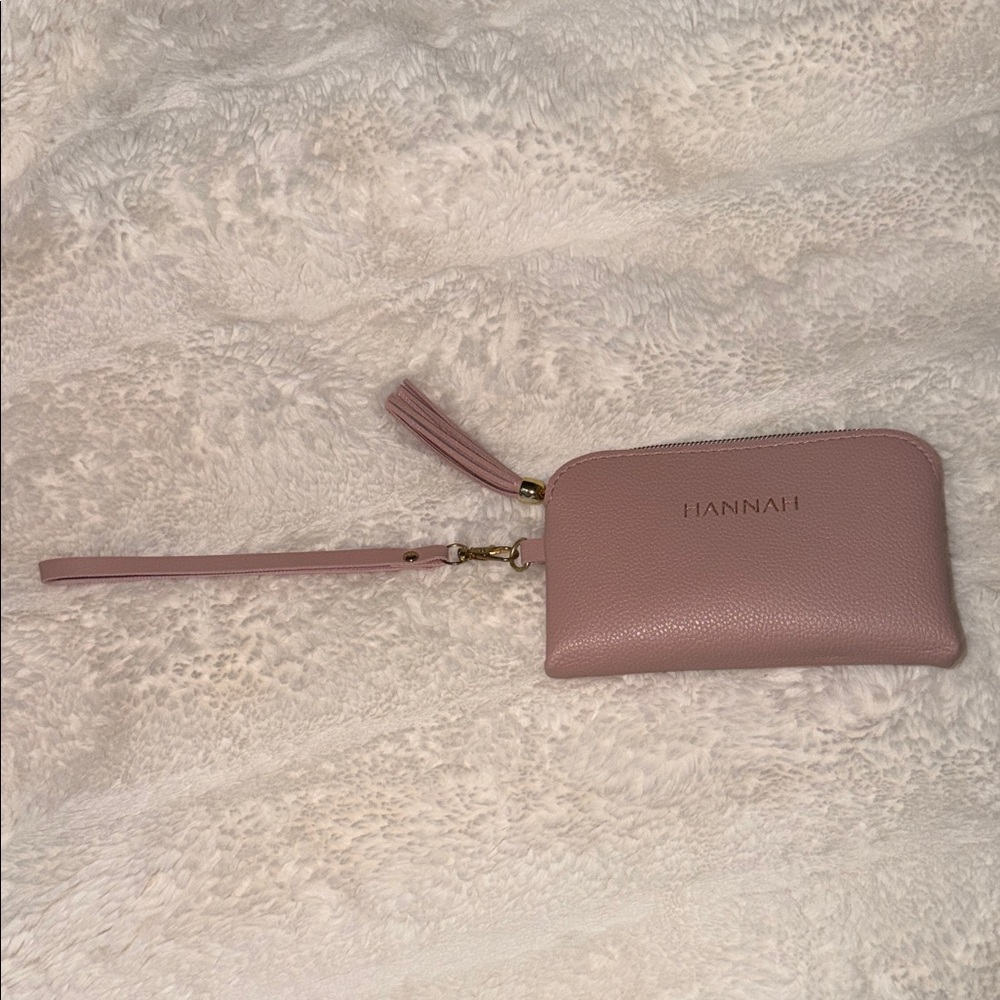 New Hannah Monogram Pink Wristlet